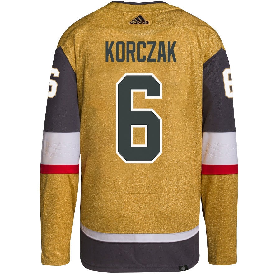 Kaedan Korczak 6 Vegas Golden Knights Stanley Cup 2023 Champions Patch Home Breakaway Gold NHL Jersey Men's