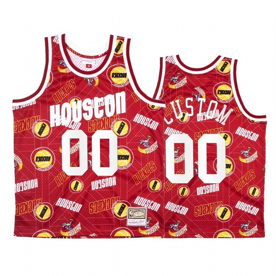 Custom 00 Houston Rockets Red Tear Up Pack NBA Jersey Men's