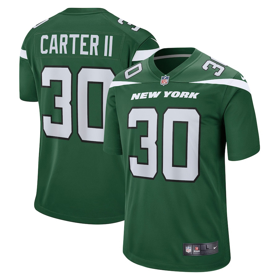 Michael Carter II 30 New York Jets Game Gotham Green NFL Jersey Men's