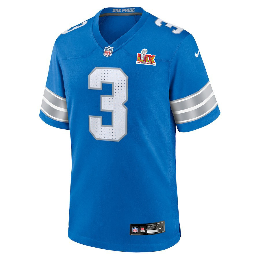Jack Fox #3 Detroit Lions Super Bowl LIX Blue NFL Jersey Men's