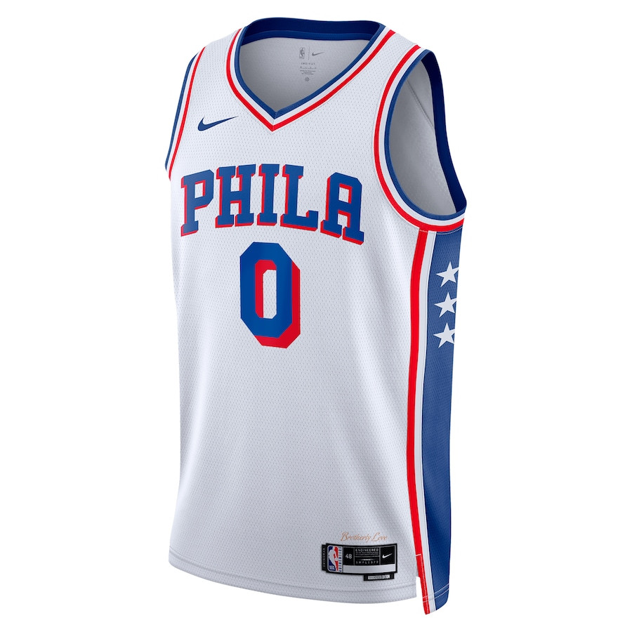 Tyrese Maxey 0 Philadelphia 76ers 2023/24 Swingman Association Editio White NBA Jersey Men's