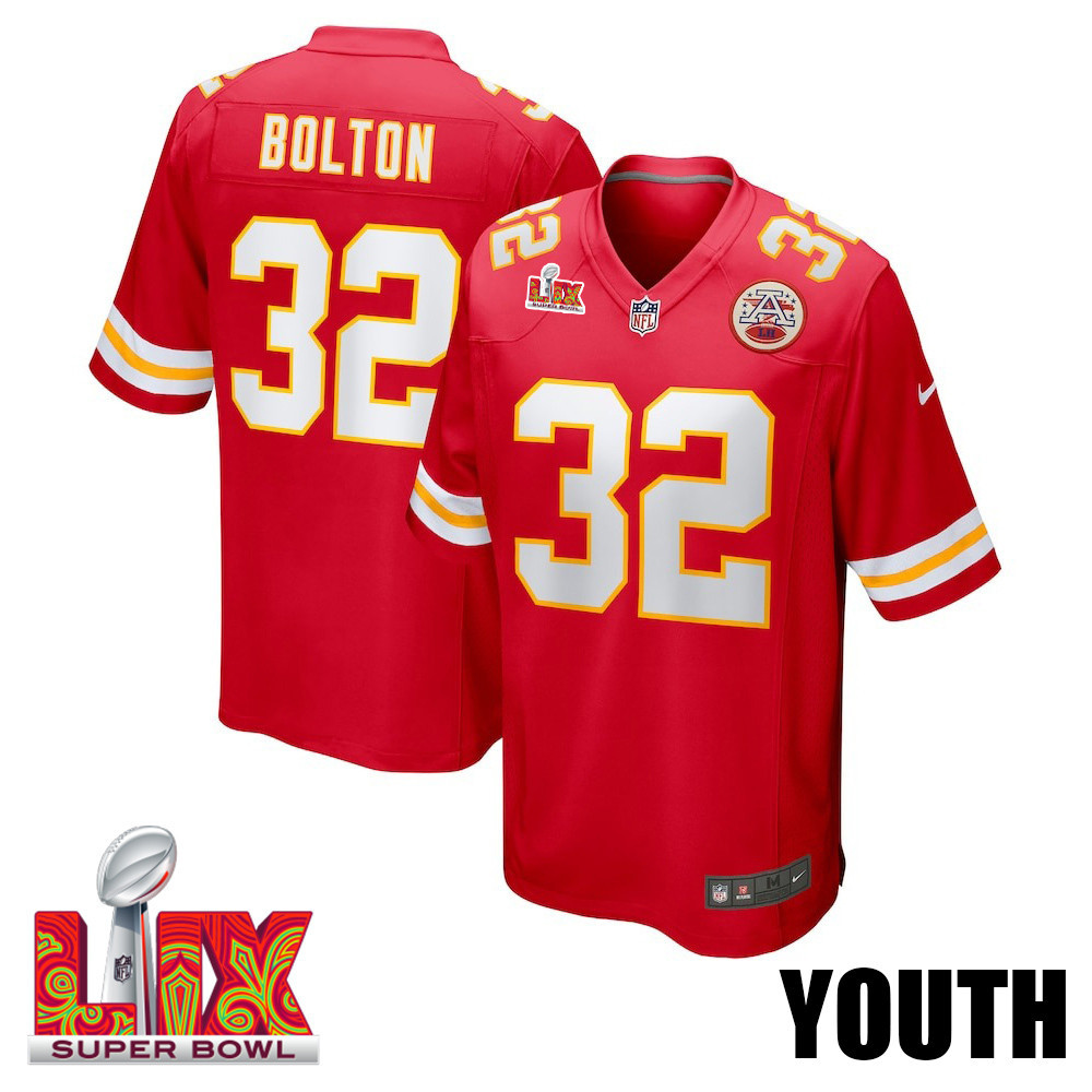 Nick Bolton #32 Kansas City Chiefs Super Bowl LIX Red NFL Jersey Youth