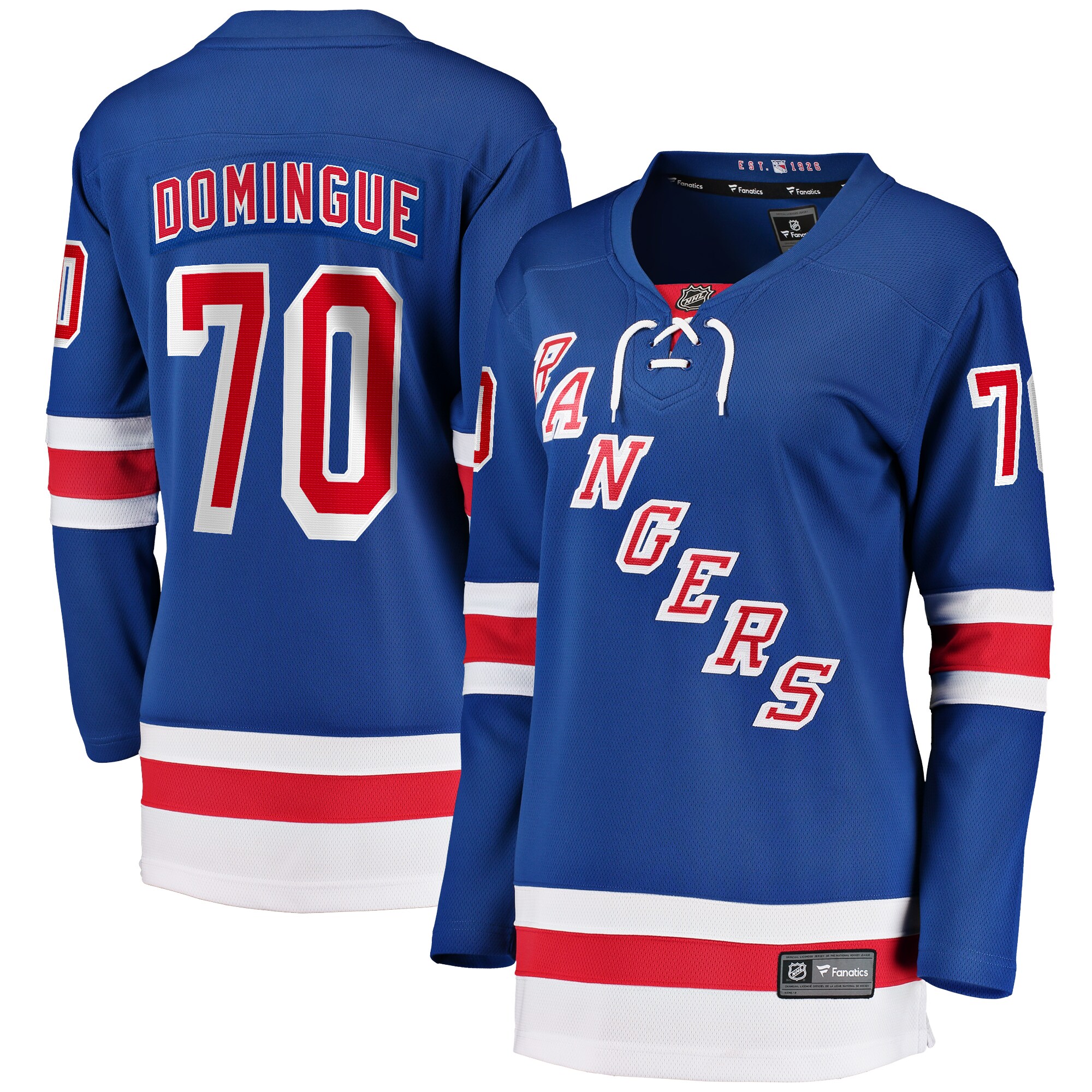 New York Rangers Louis Domingue Blue Home Breakaway Player NHL Jersey Women's