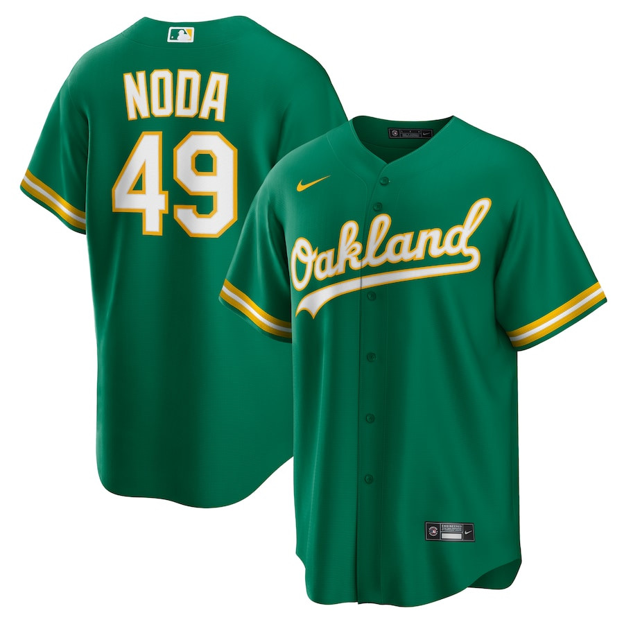 Ryan Noda 49 Oakland Athletics Alternate Team Kelly Green MLB Jersey Men's