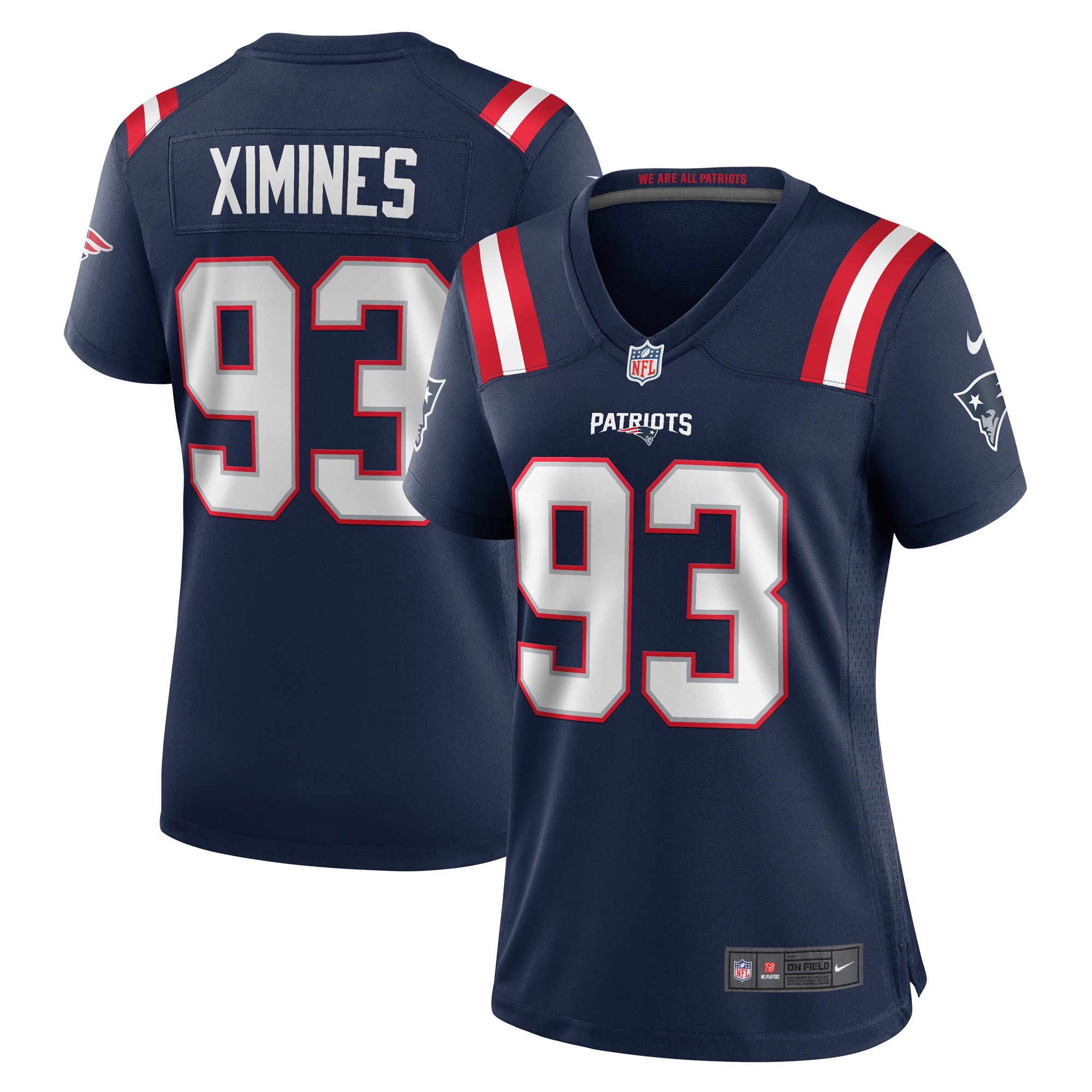 New England Patriots Oshane Ximines Navy Game NFL Jersey Women's