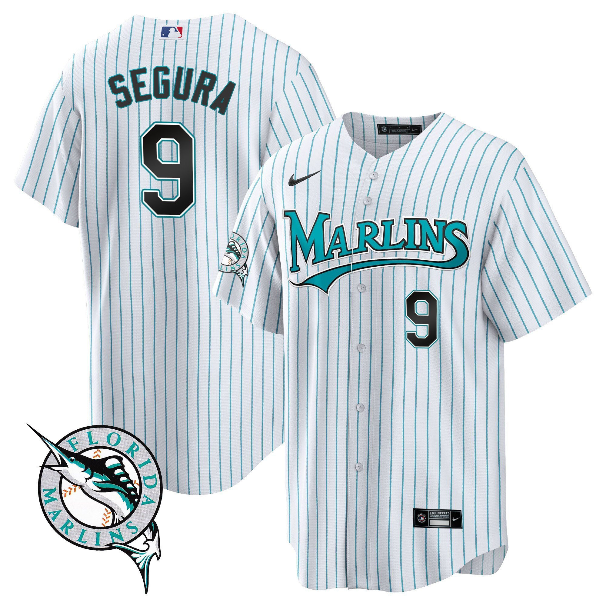 Jean Segura 9 Miami Marlins Throwback White MLB Jersey Men's