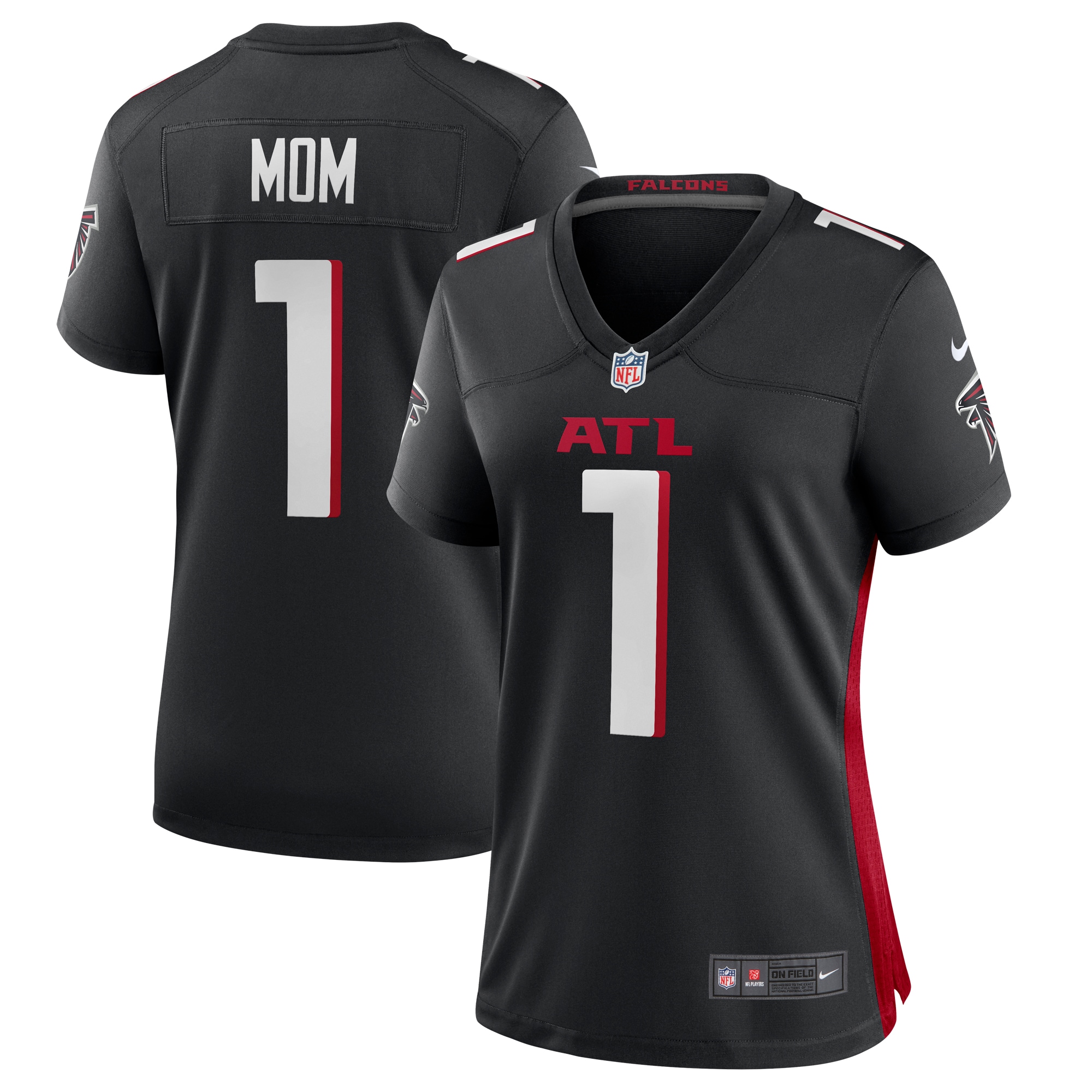 Atlanta Falcons Number 1 Mom Black Game NFL Jersey Women's