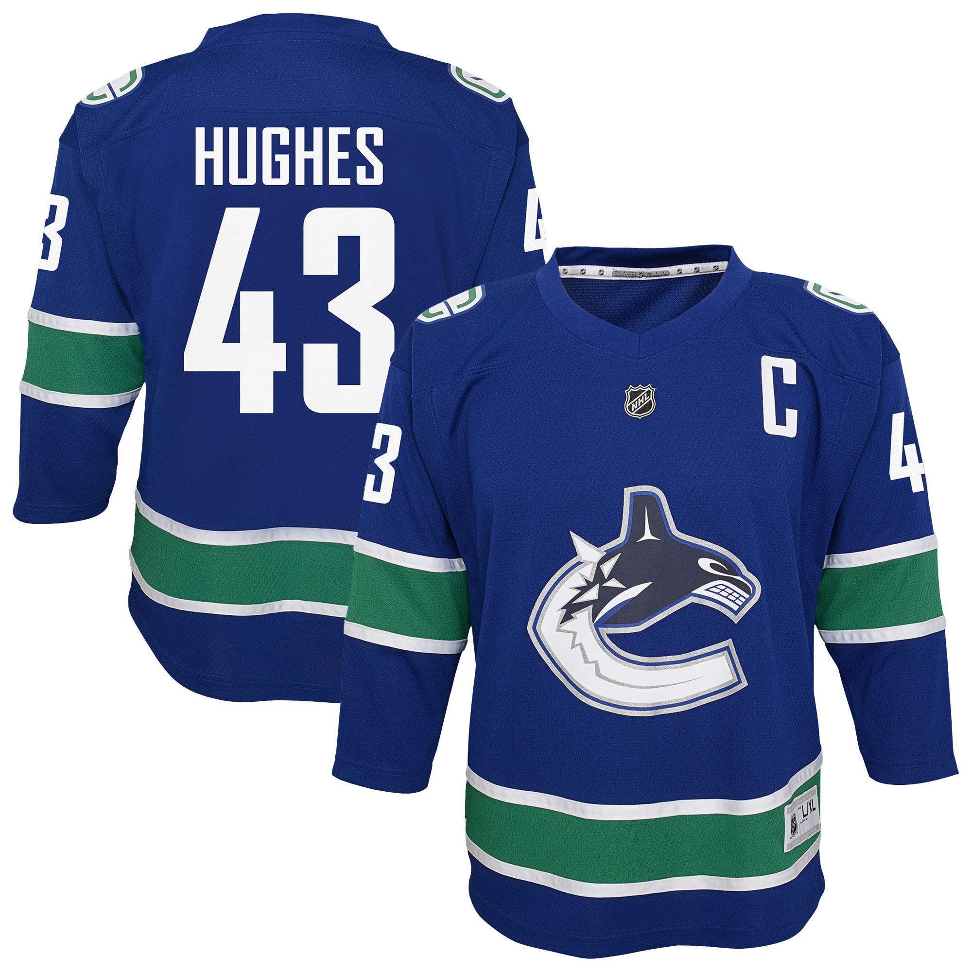 Vancouver Canucks Quinn Hughes Blue Alternate Player NHL Jersey Youth