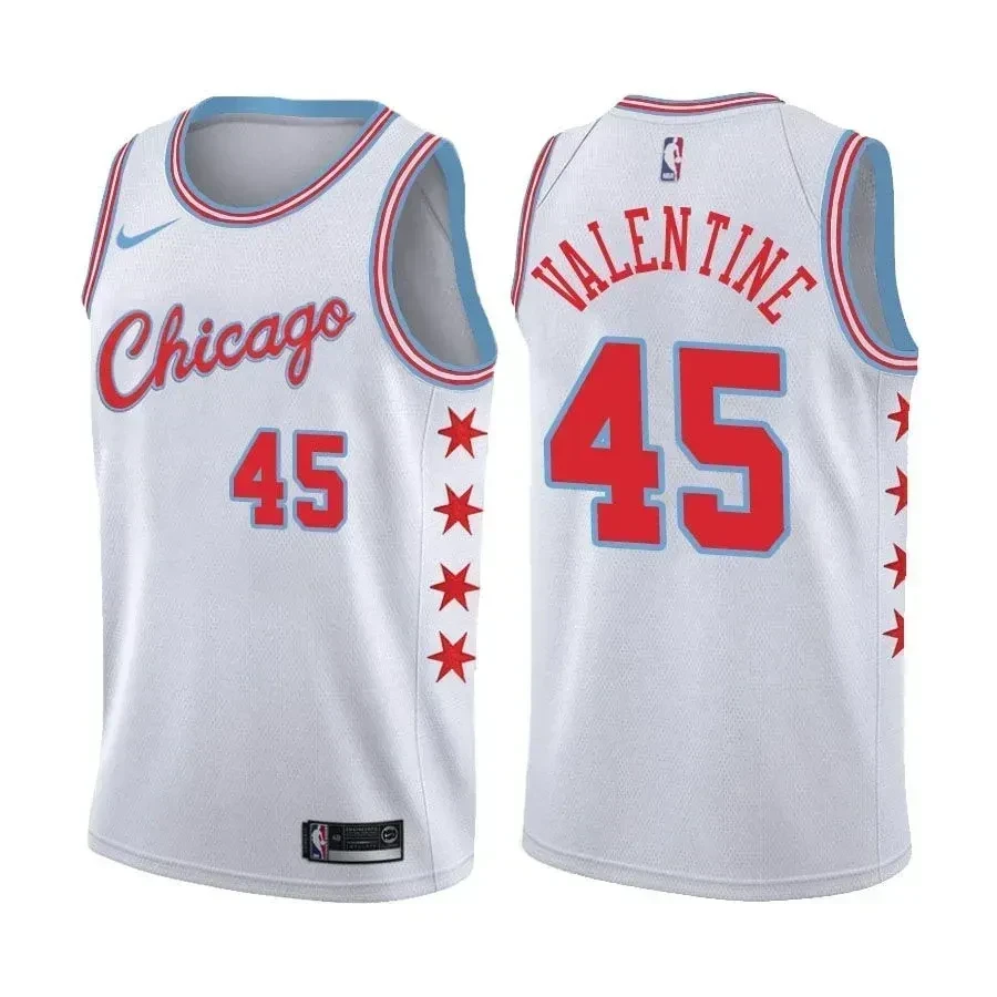Chicago Bulls Denzel Valentine 45 City Editio White NBA Jersey Men's