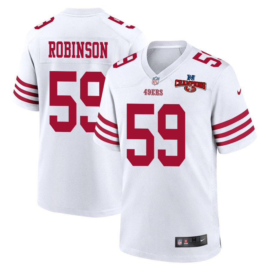 Curtis Robinson 59 San Francisco 49ers NFC Champions Patch Game White NFL Jersey Men's