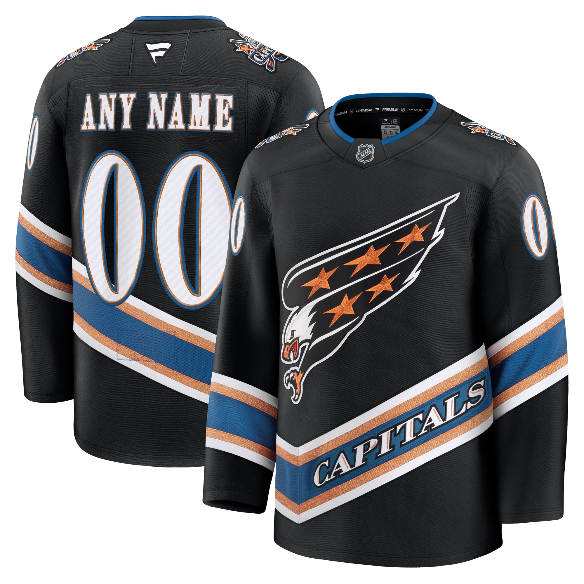 Washington Capitals Black Alternate 50th Anniversary Premium Custom NHL Jersey Men's