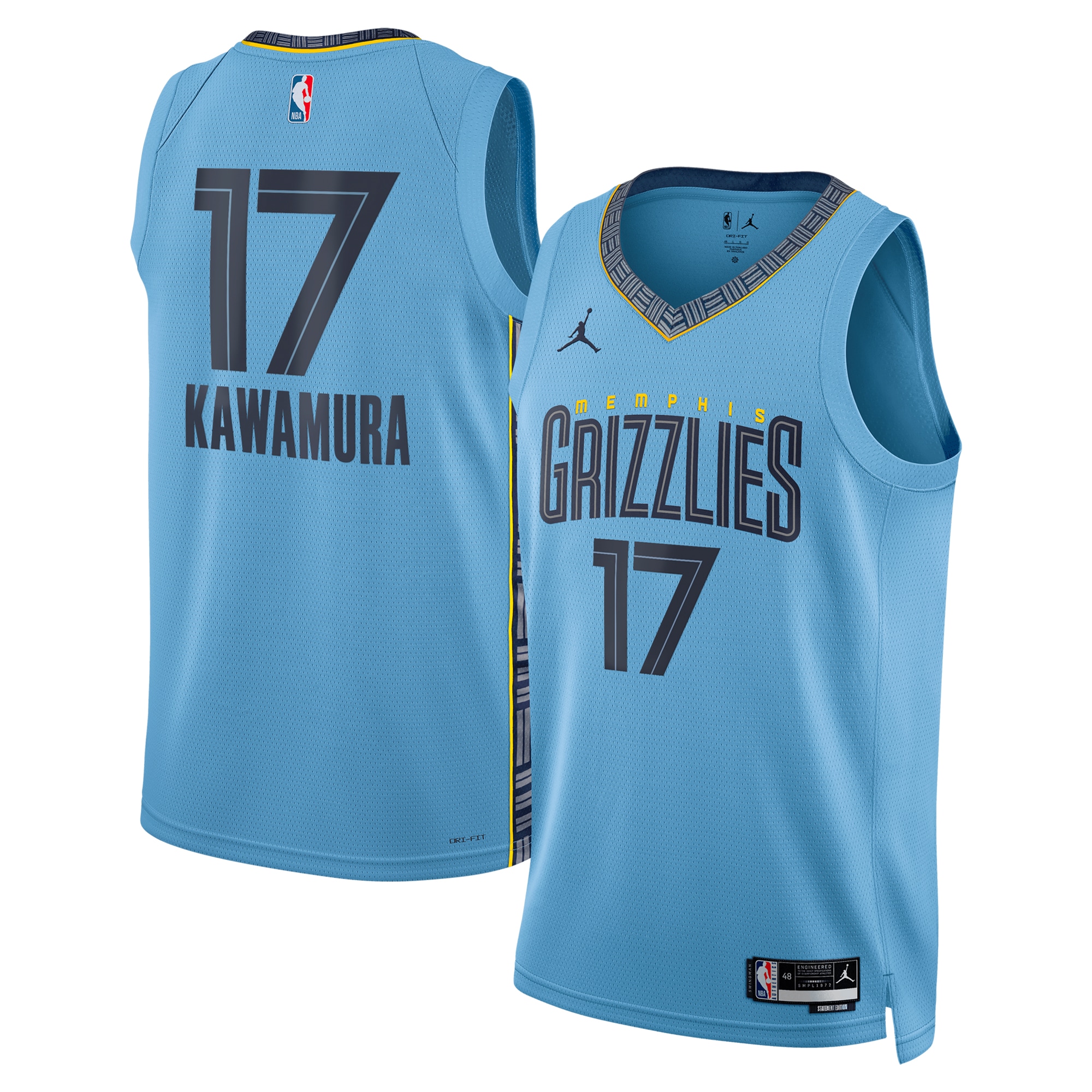 Memphis Grizzlies Jordan Brand Statement Edition Swingman Lt Blue Yuki Kawamur Unisex NBA Jersey Unisex
