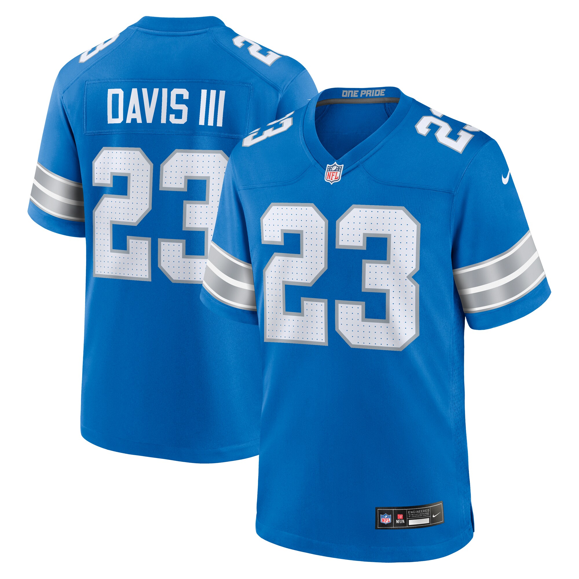 Detroit Lions Carlton Davis III Blue Game NFL Jersey Men's