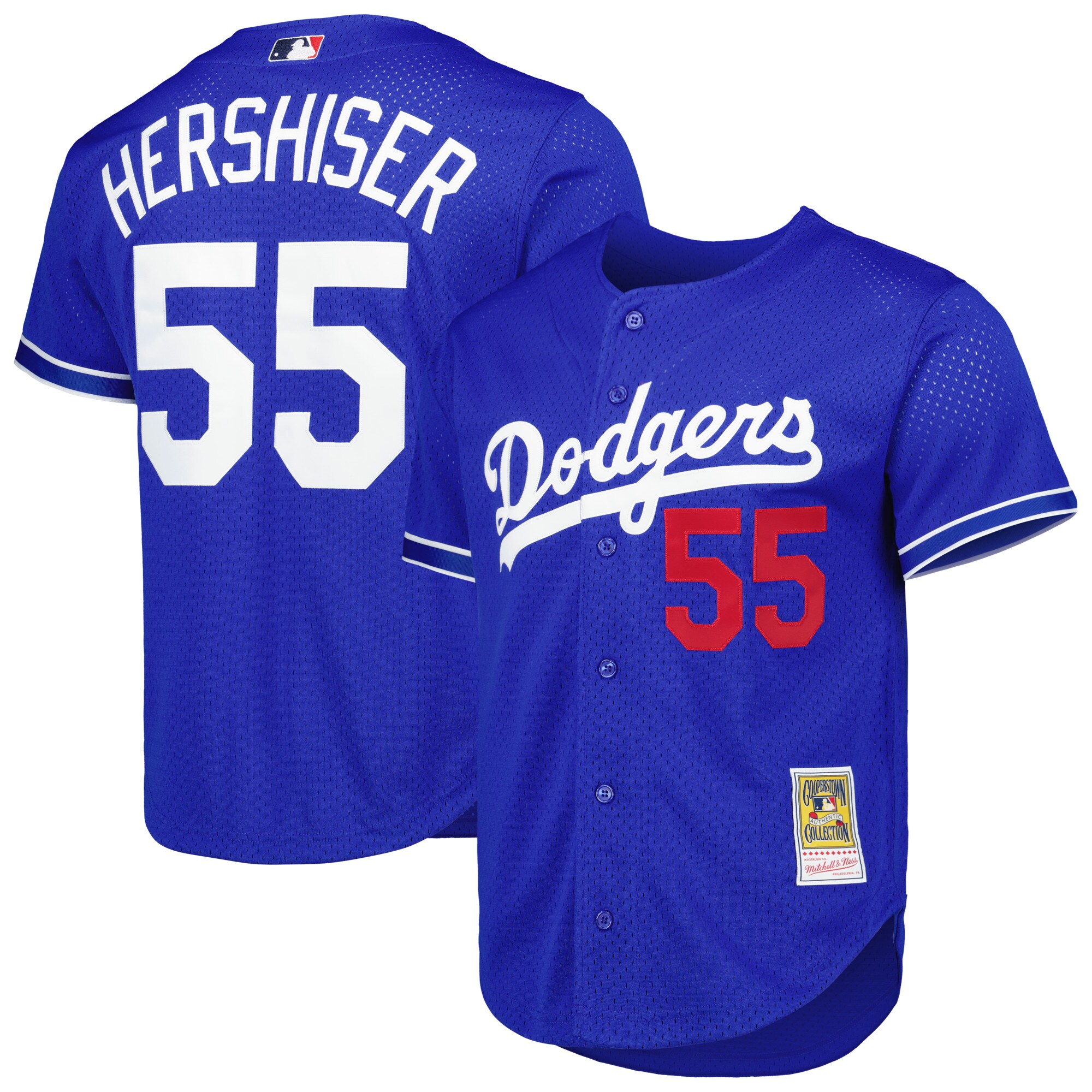 Los Angeles Dodgers Orel Hershiser Mitchell Ness Royal Cooperstown Collection Mesh Batting Practice Button-Up MLB Jersey Men's