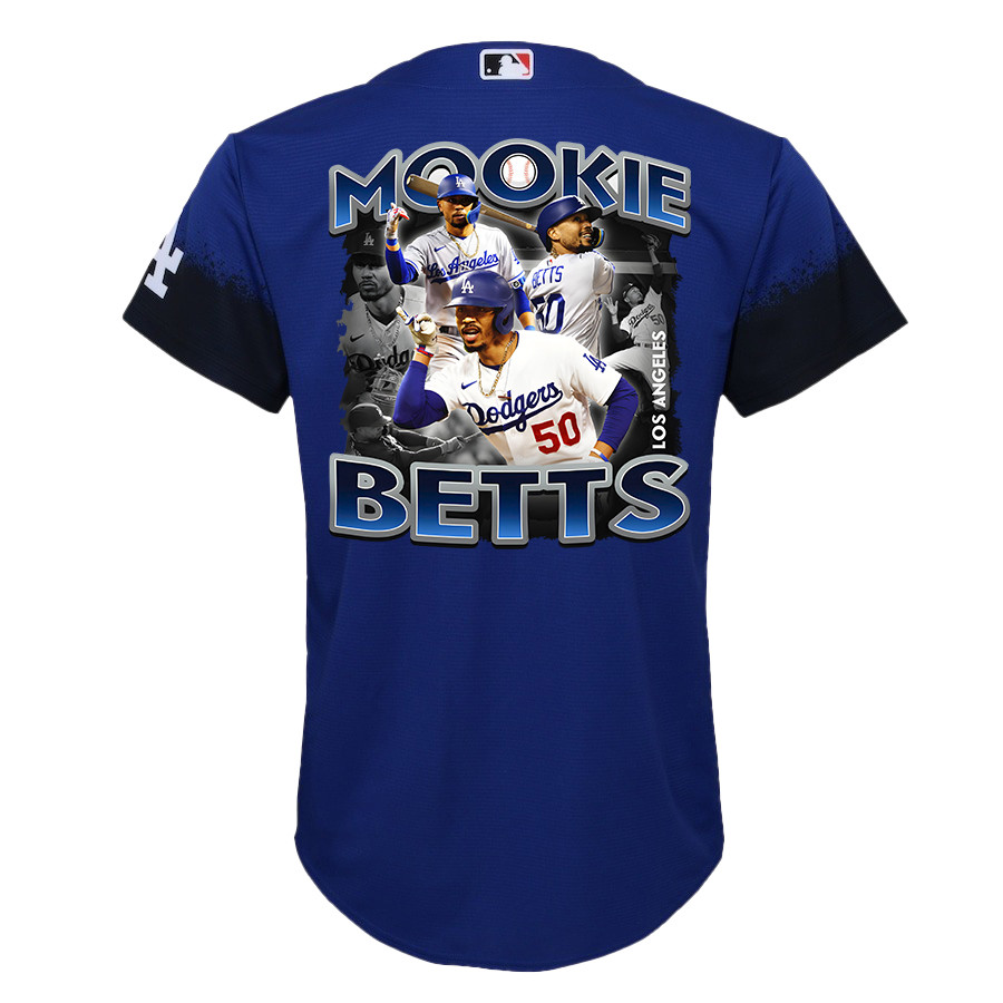 Mookie Betts 50 Los Angeles Dodgers Posture 2023 City Connect Player Royal MLB Jersey Youth