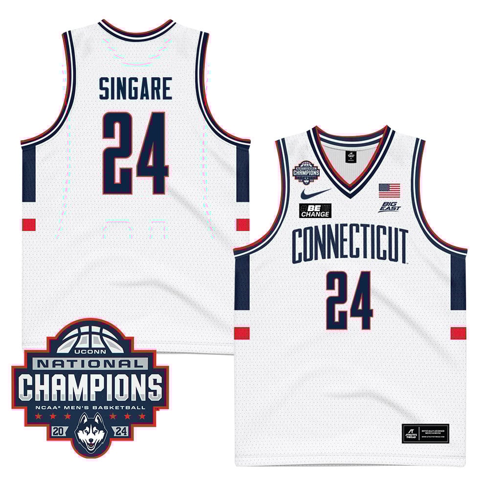 Youssouf Singare 24 UConn Huskies 2024 National Champions Patch Unisex NCAA Jersey Unisex