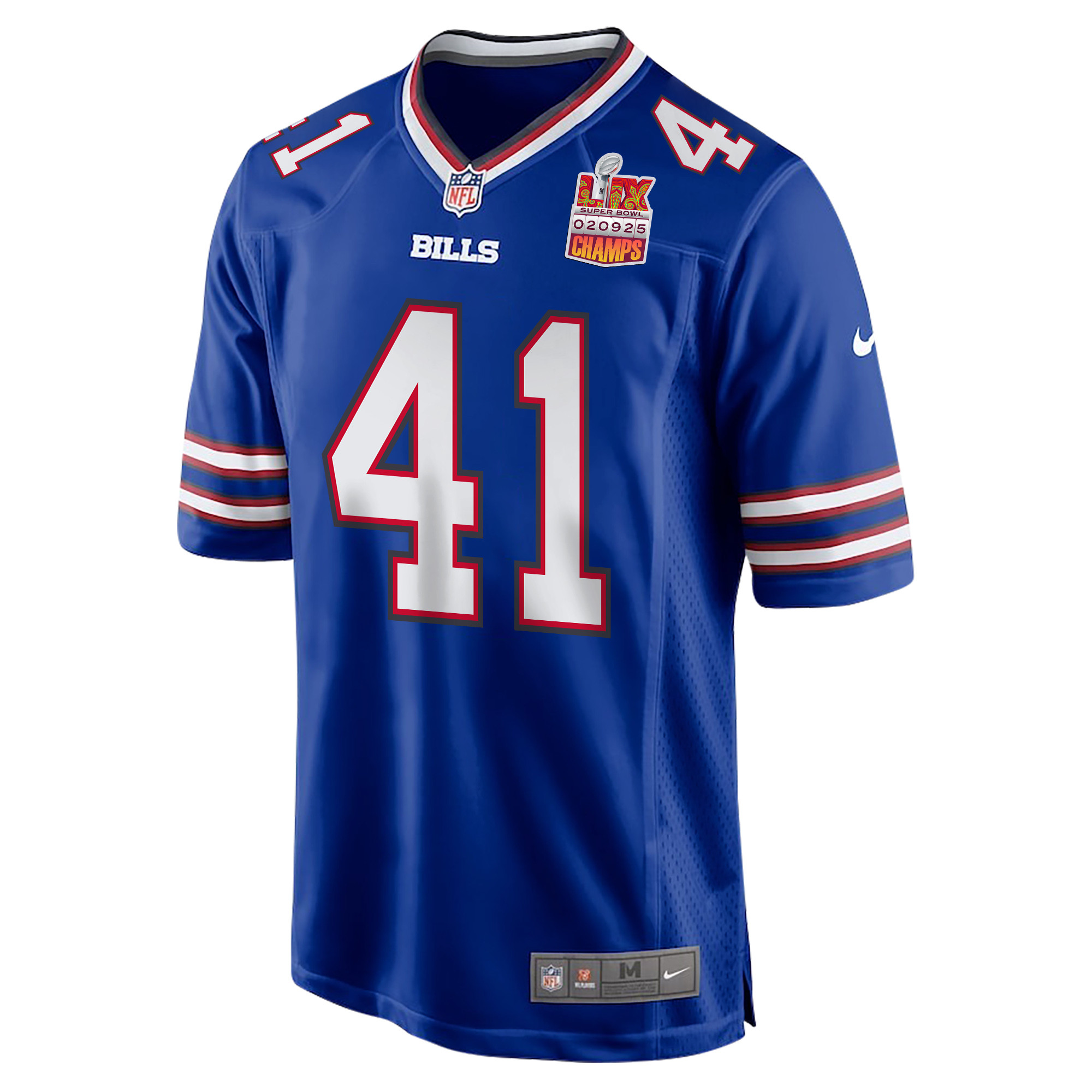 Reggie Gilliam 41 Buffalo Bills Super Bowl LIX Champions Patch Game Royal NFL Jersey Men's