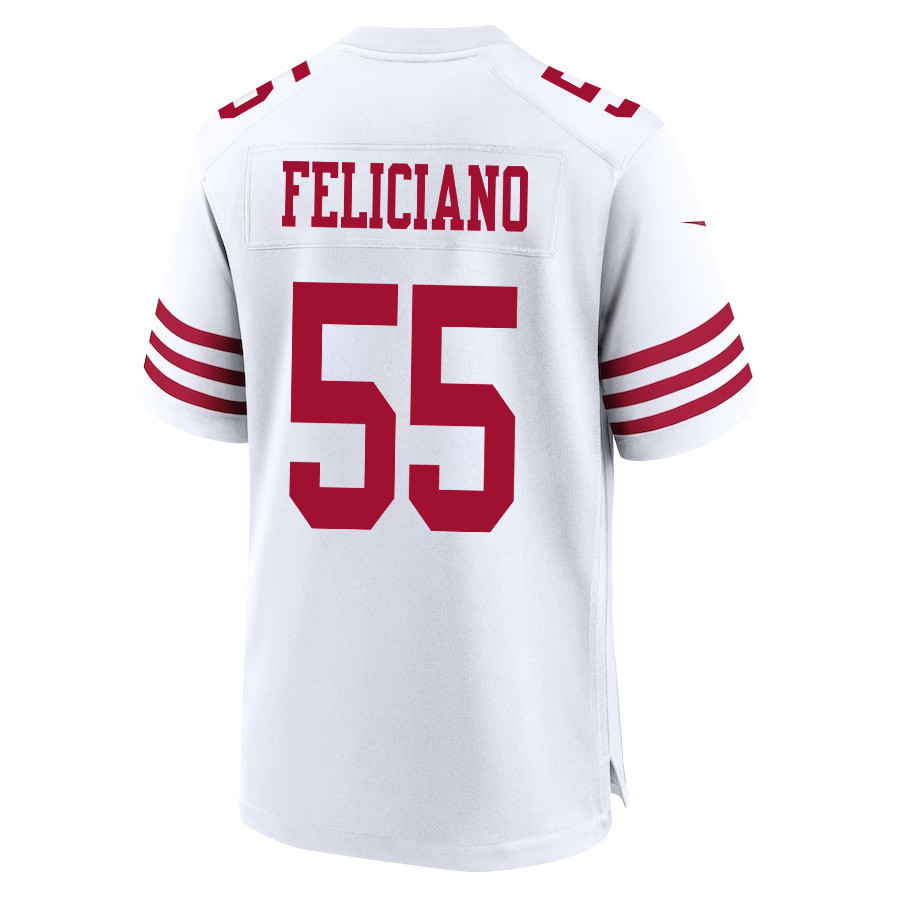 Jon Feliciano 55 San Francisco 49ers NFC Champions Patch Game White NFL Jersey Men's