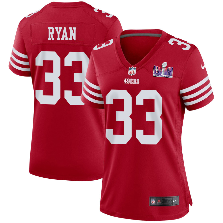 Logan Ryan 33 San Francisco 49ers Super Bowl LVIII Patch Game Scarlet NFL Jersey Women's