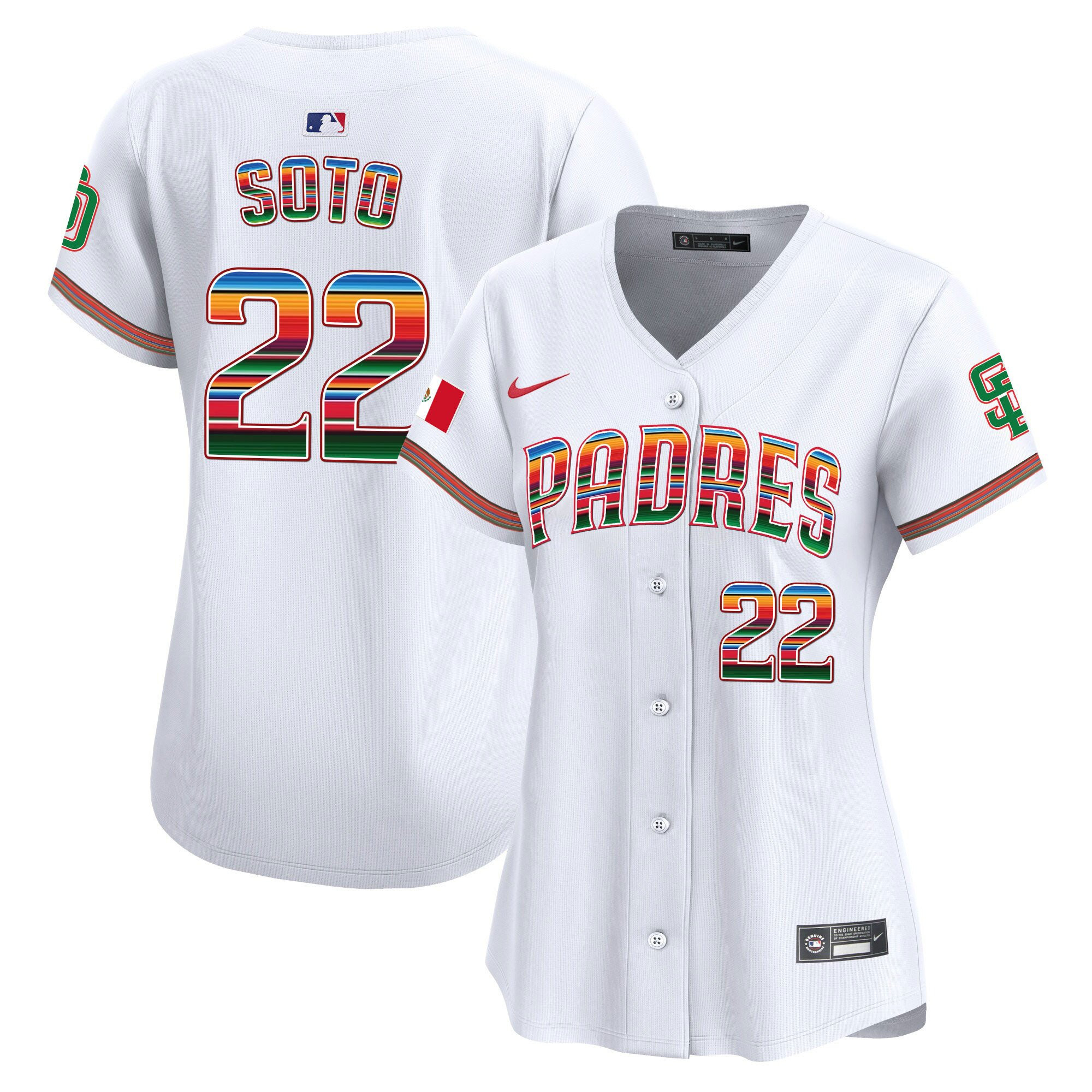 Juan Soto 22 San Diego Padres Mexico White MLB Jersey Women's
