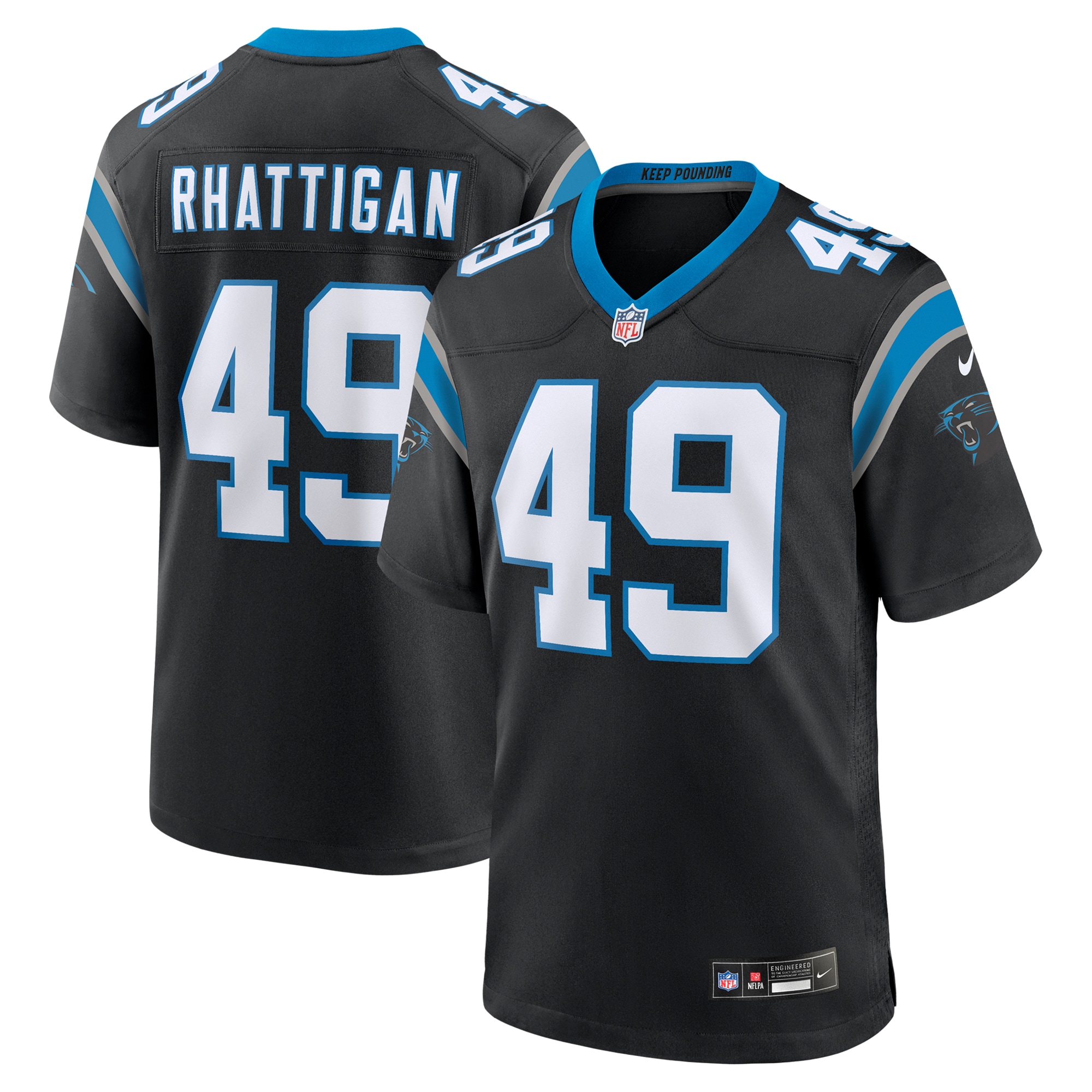 Carolina Panthers Jon Rhattigan Black Game NFL Jersey Men's