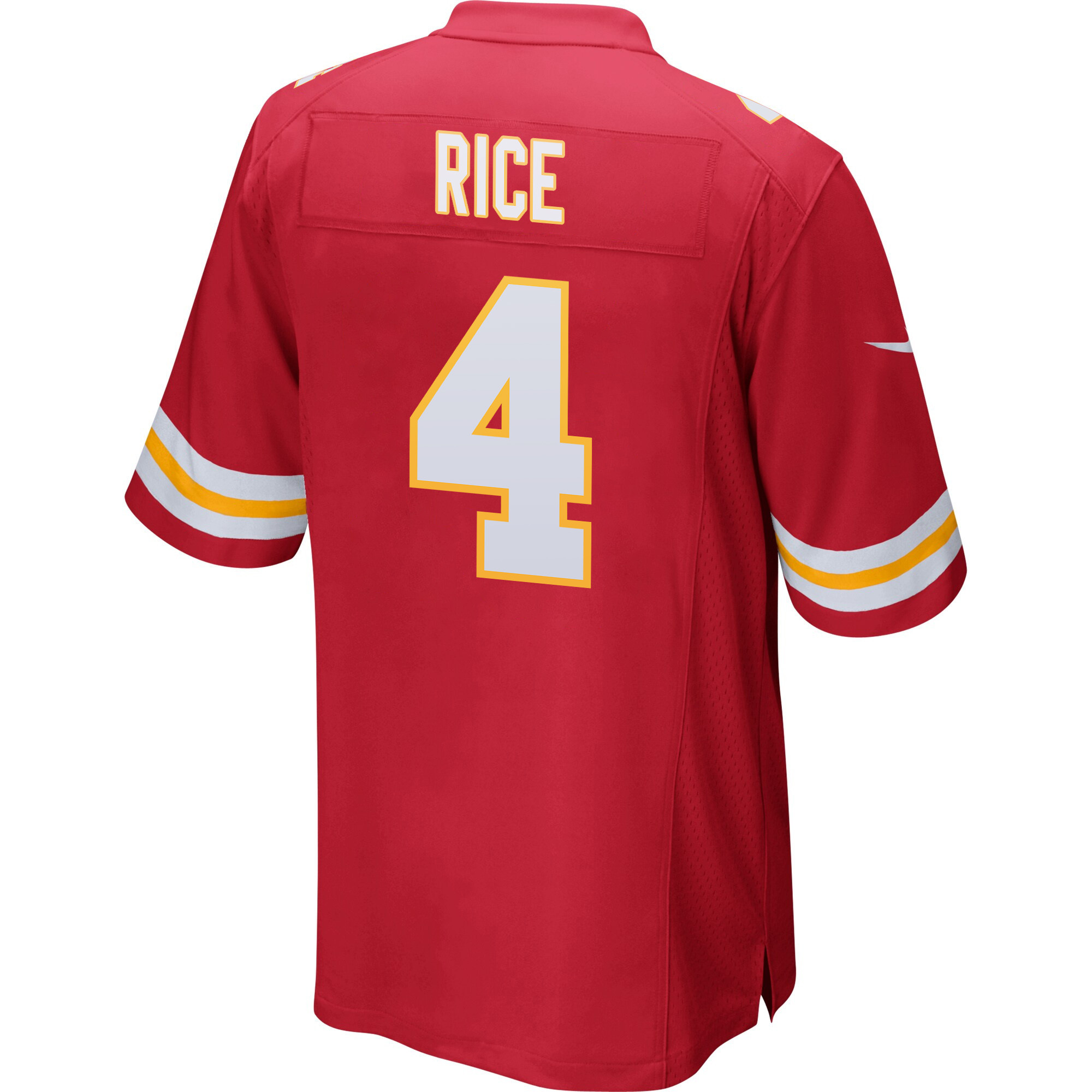 Rashee Rice 4 Kansas City Chiefs Super Bowl LVIII Champions 4 Stars Patch Game Red NFL Jersey Men's