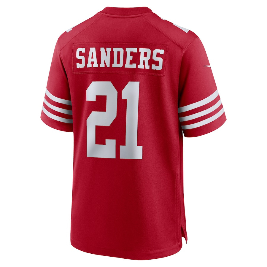 Deion Sanders 21 San Francisco 49ers Team Retired Player Game Scarlet NFL Jersey Men's