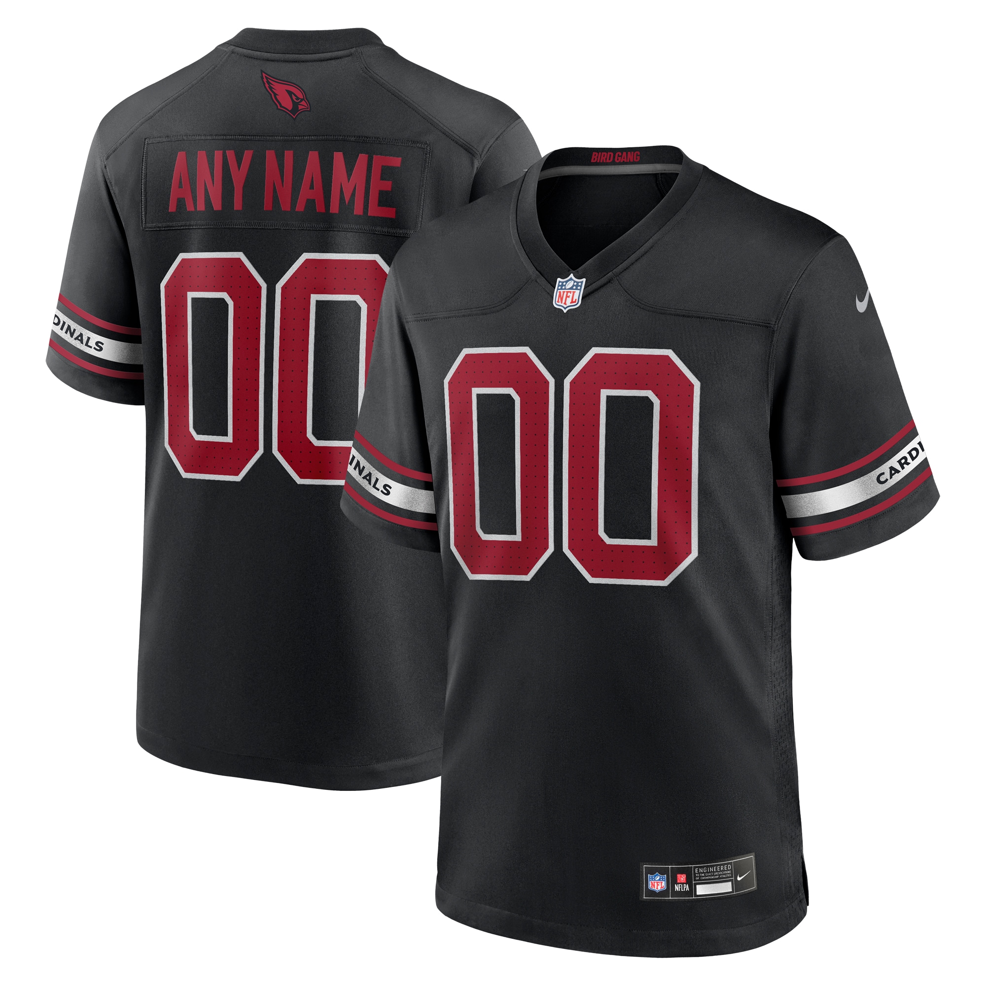 Arizona Cardinals Black Alternate Custom Game NFL Jersey Men's