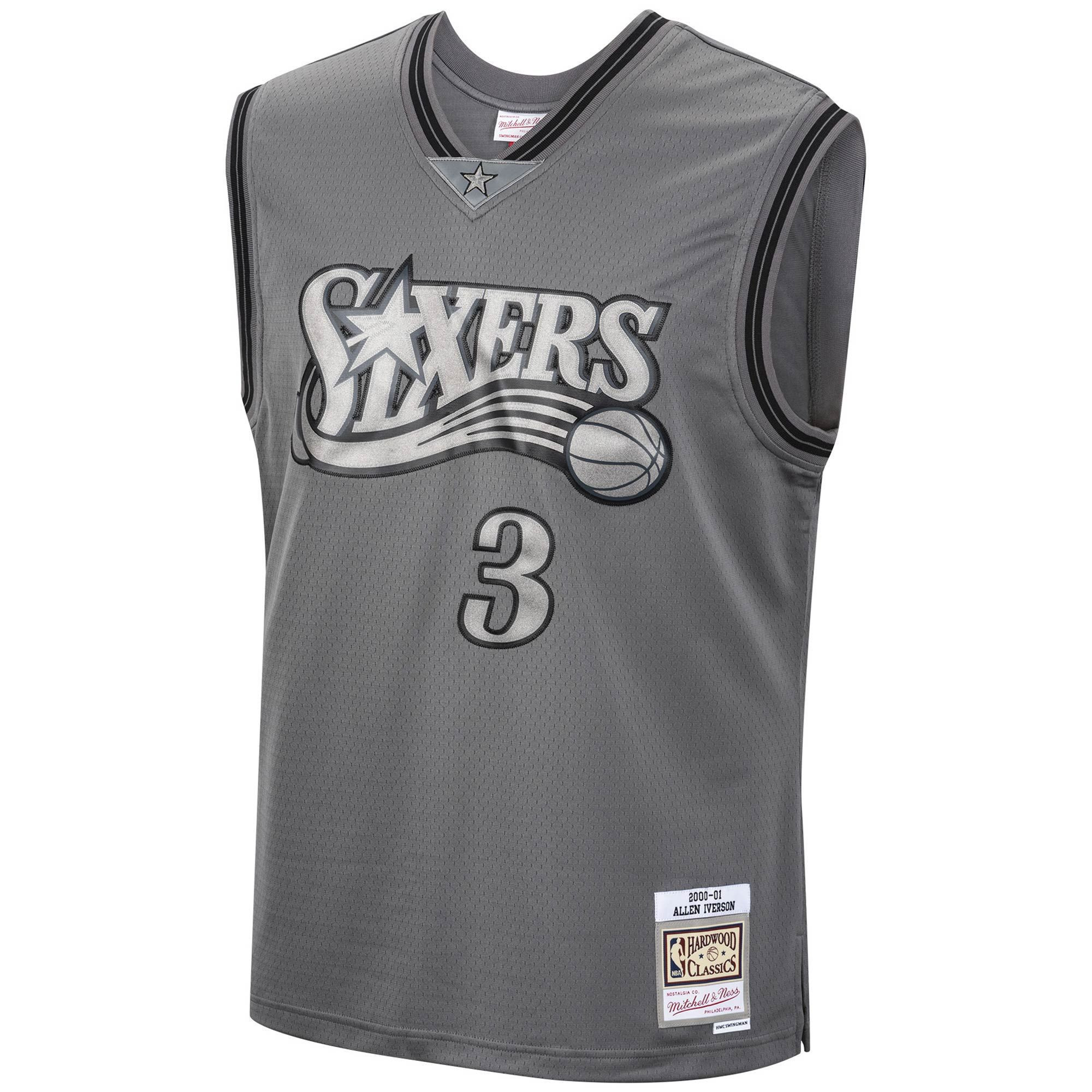 Allen Iverson Philadelphia 76ers Mitchell Ness Hardwood Classics Retired Player 2000/01 Metal Works Swingman ??Charcoal NBA Jersey Men's