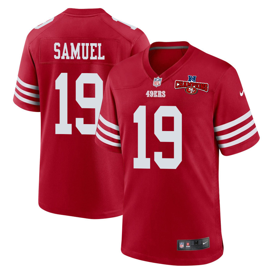 Deebo Samuel 19 San Francisco 49ers NFC Champions Patch Game Scarlet NFL Jersey Men's