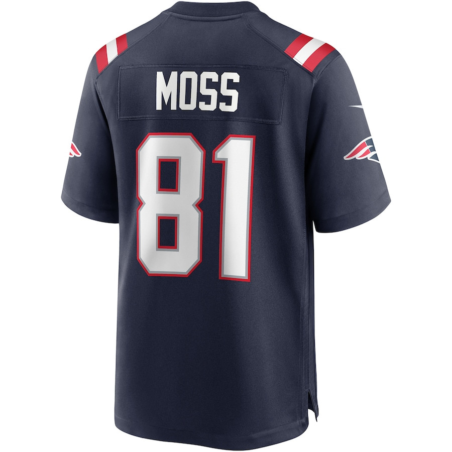 Randy Moss 81 New England Patriots Game Retired Navy NFL Jersey Men's