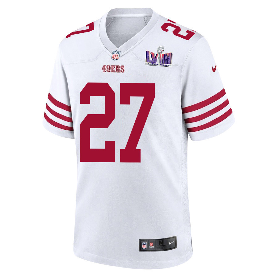 Ji'Ayir Brown 27 San Francisco 49ers Super Bowl LVIII Patch Game White NFL Jersey Men's