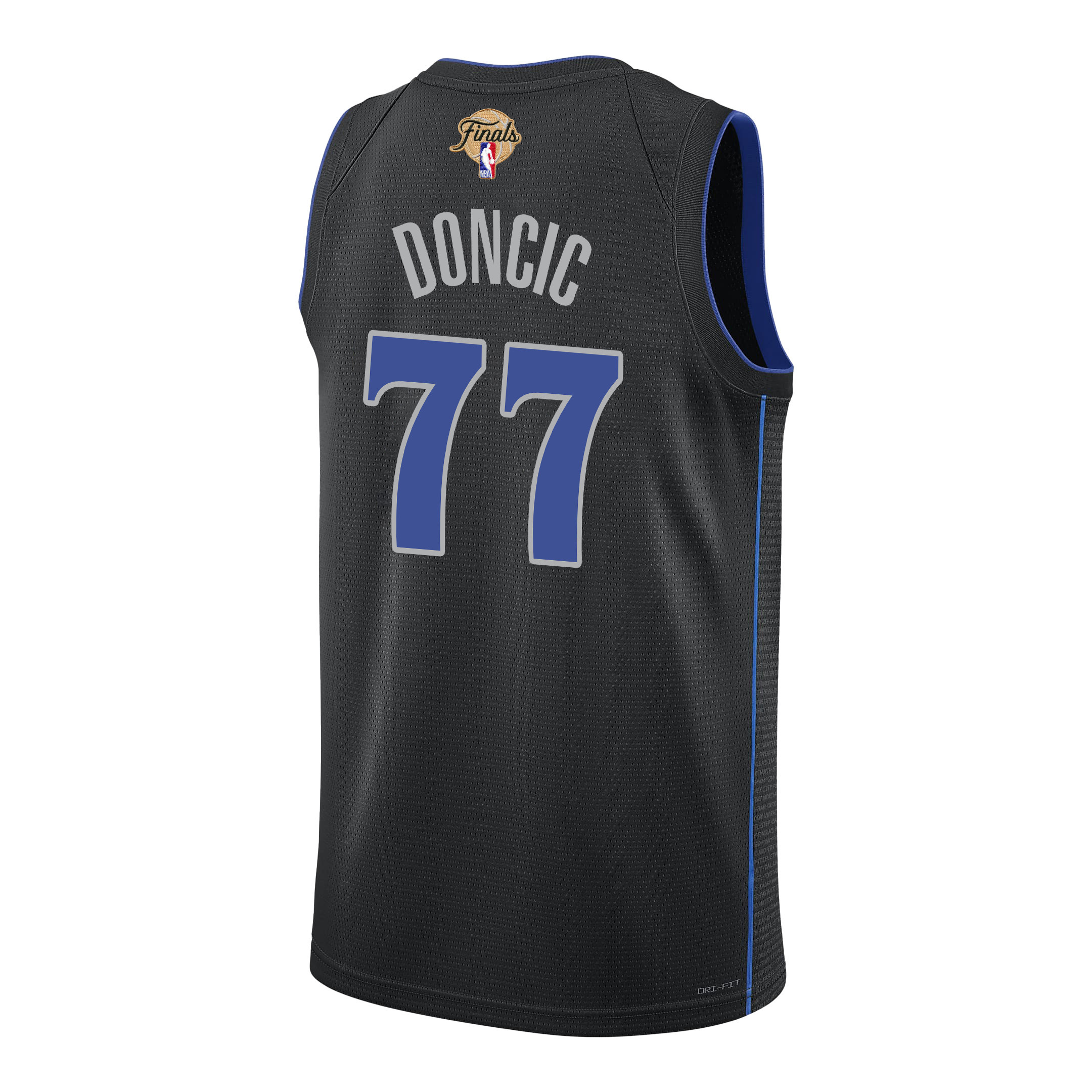 Luka Doncic 77 Dallas Mavericks 2024 FINALS PATCH Swingman City Edition Black NBA Jersey Men's