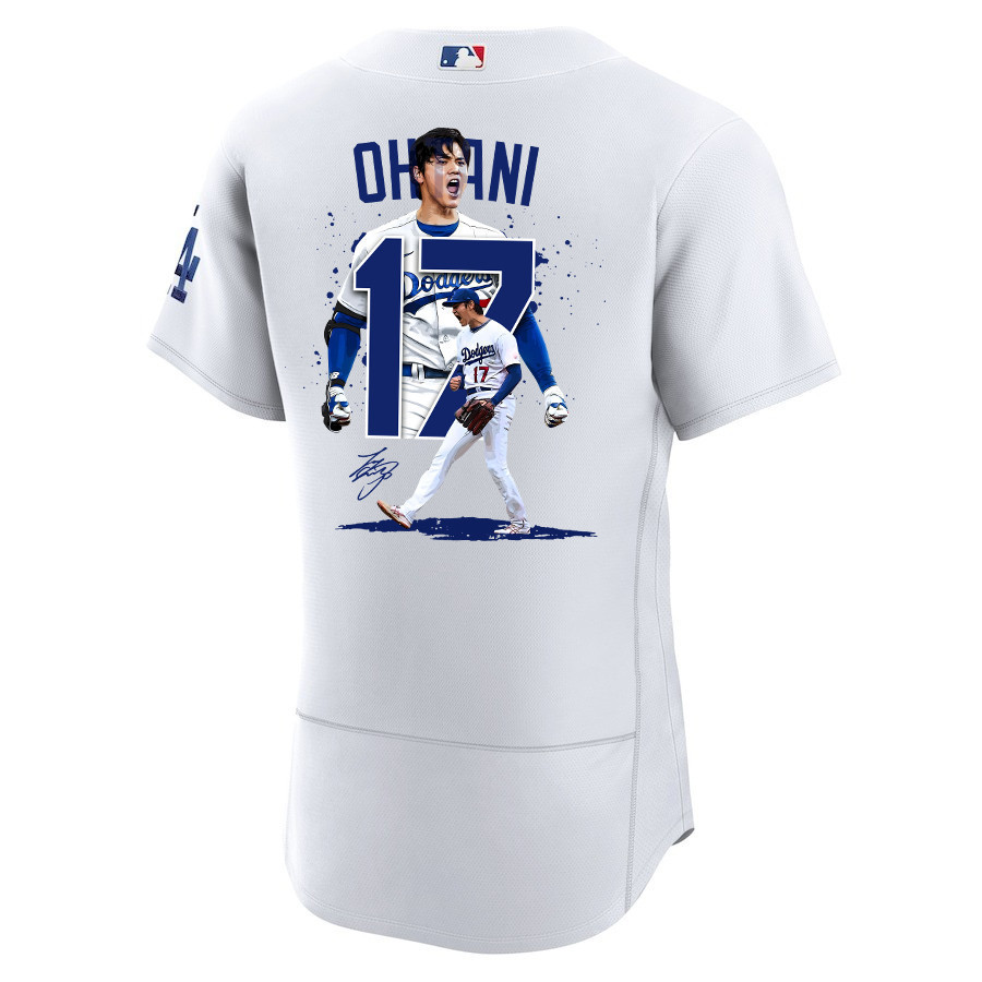Shohei Ohtani 17 Los Angeles Dodgers Signed Number 2023 Home ELITE White MLB Jersey Men's