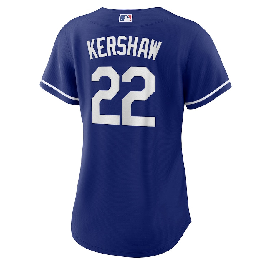 Clayton Kershaw 22 Los Angeles Dodgers Alternate Royal MLB Jersey Women's