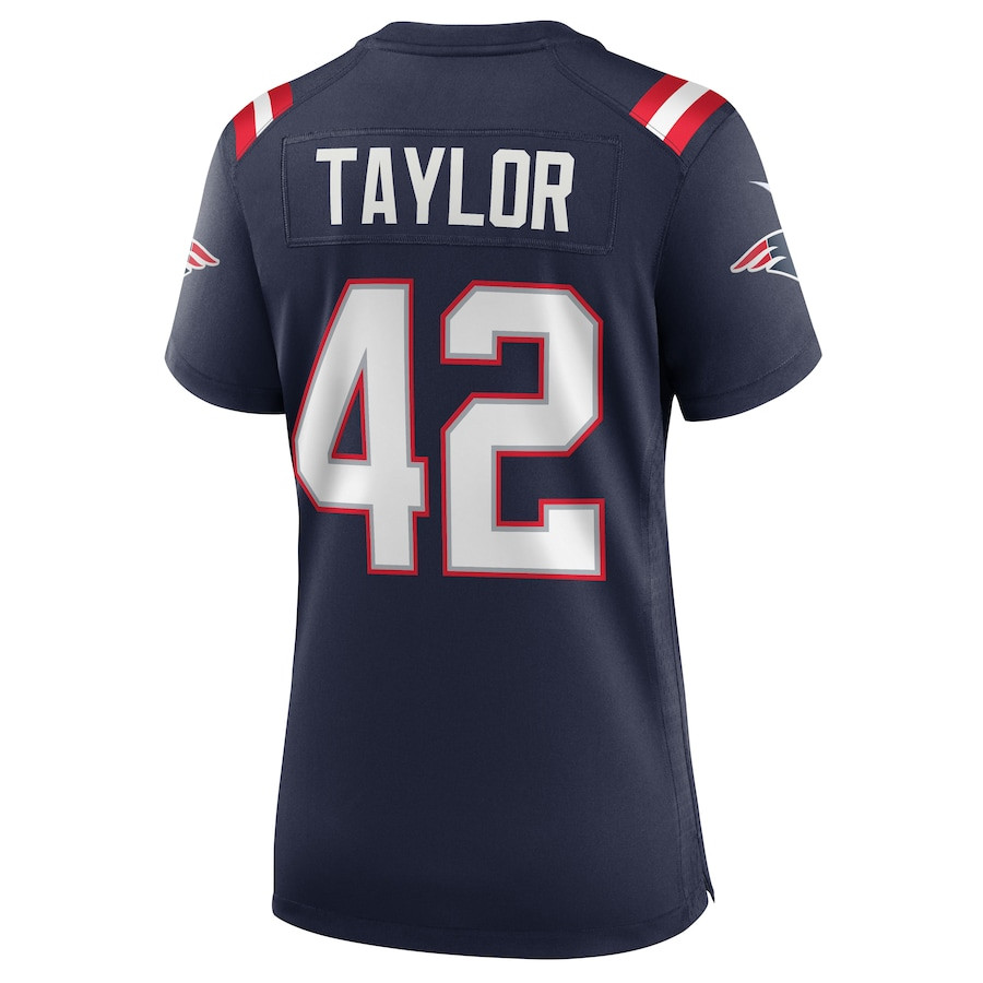 J.J. Taylor 42 New England Patriots Team Game Navy NFL Jersey Women's