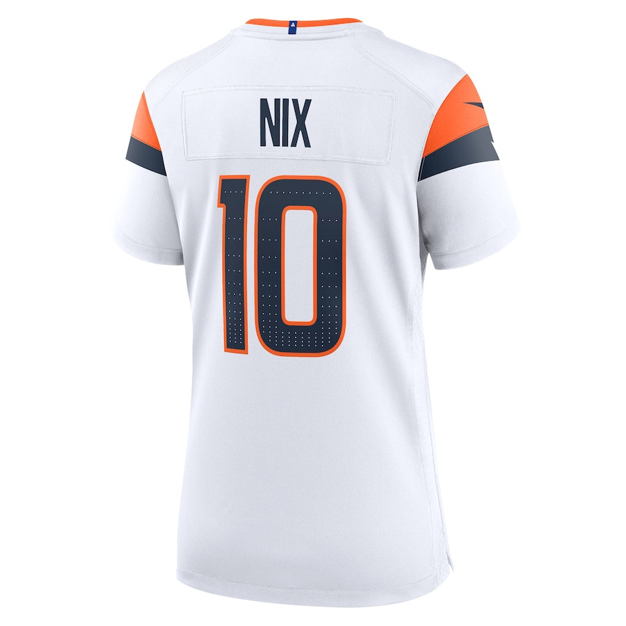 Bo Nix 10 Denver Broncos Game White NFL Jersey Women's