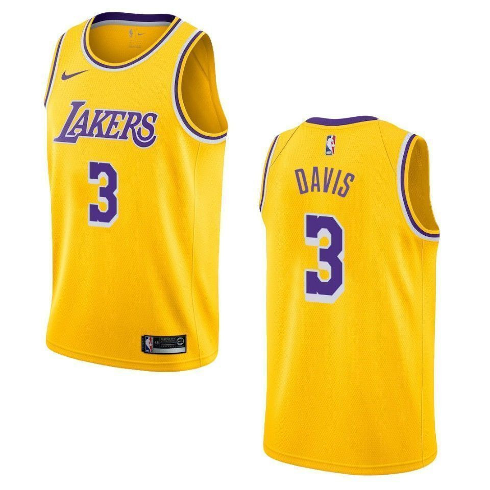 Los Angeles Lakers 3 Anthony Davis Icon Swingman Gold NBA Jersey Men's