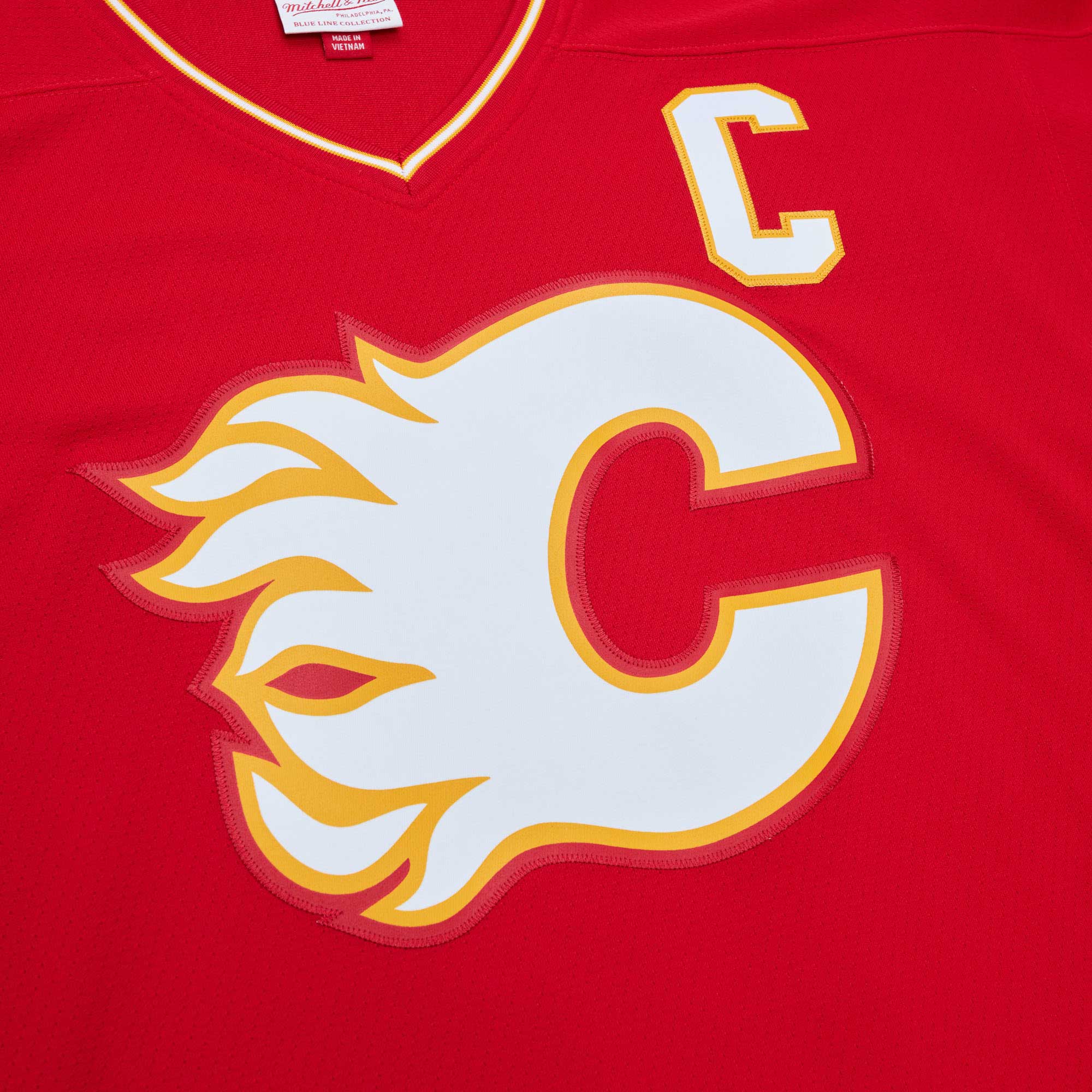 Calgary Flames Lanny McDonald Mitchell Ness Red Captain Patch 1988/89 Blue Line Player NHL Jersey Men's