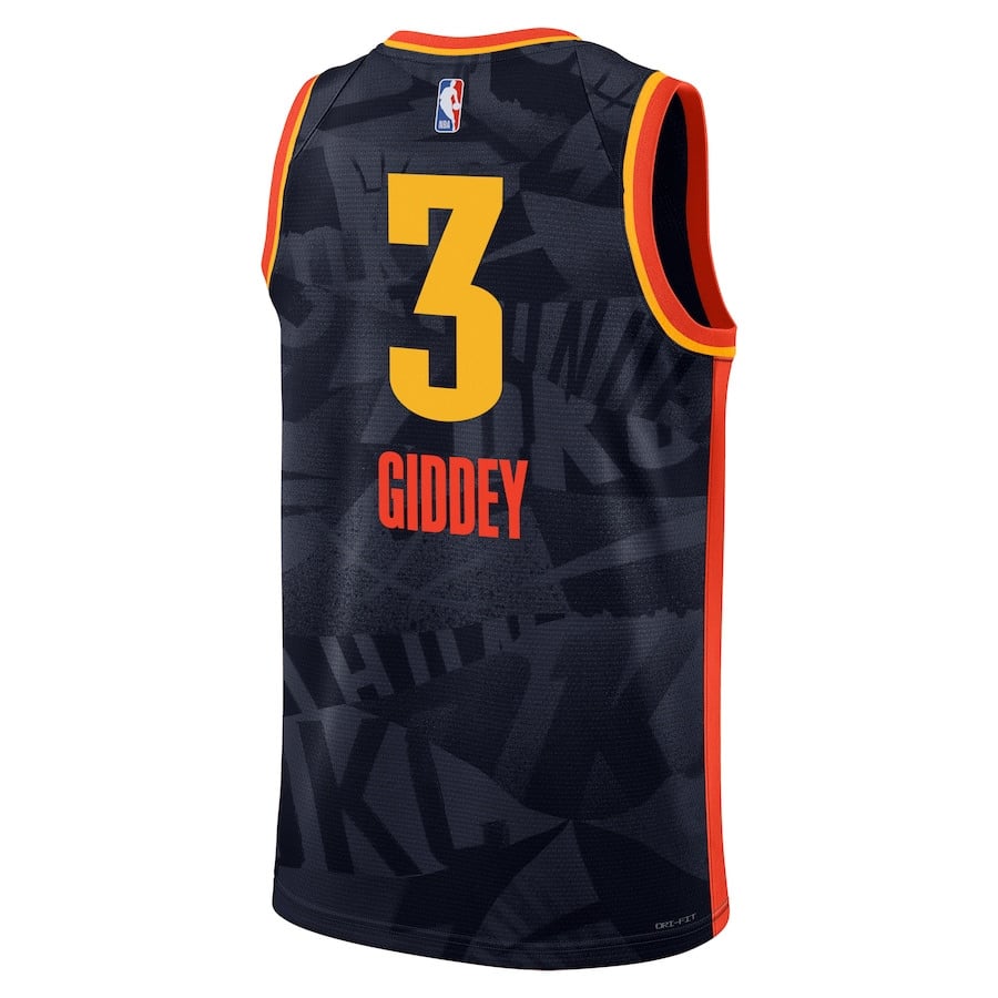 Josh Giddey 3 Oklahoma City Thunder 2023/24 City Edition Swingman Navy NBA Jersey Men's