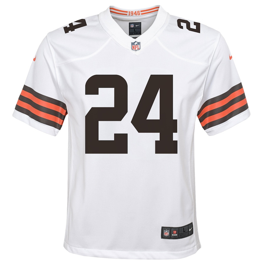 Nick Chubb 24 Cleveland Browns Game White NFL Jersey Youth
