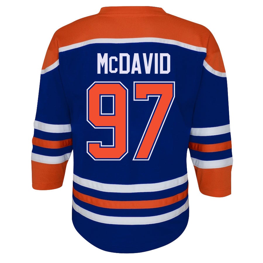 Connor McDavid 97 Edmonton Oilers 2024 STANLEY CUP Final Home Royal NHL Jersey Youth