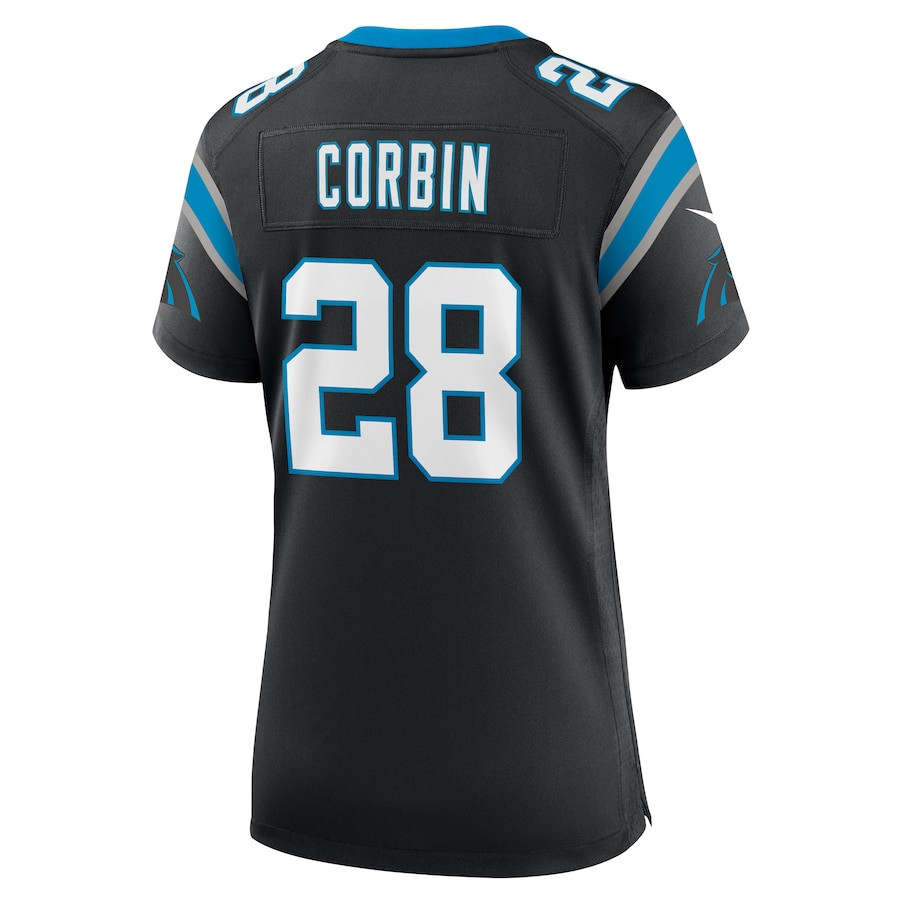 Jashaun Corbin 28 Carolina Panthers Team Game Black NFL Jersey Women's