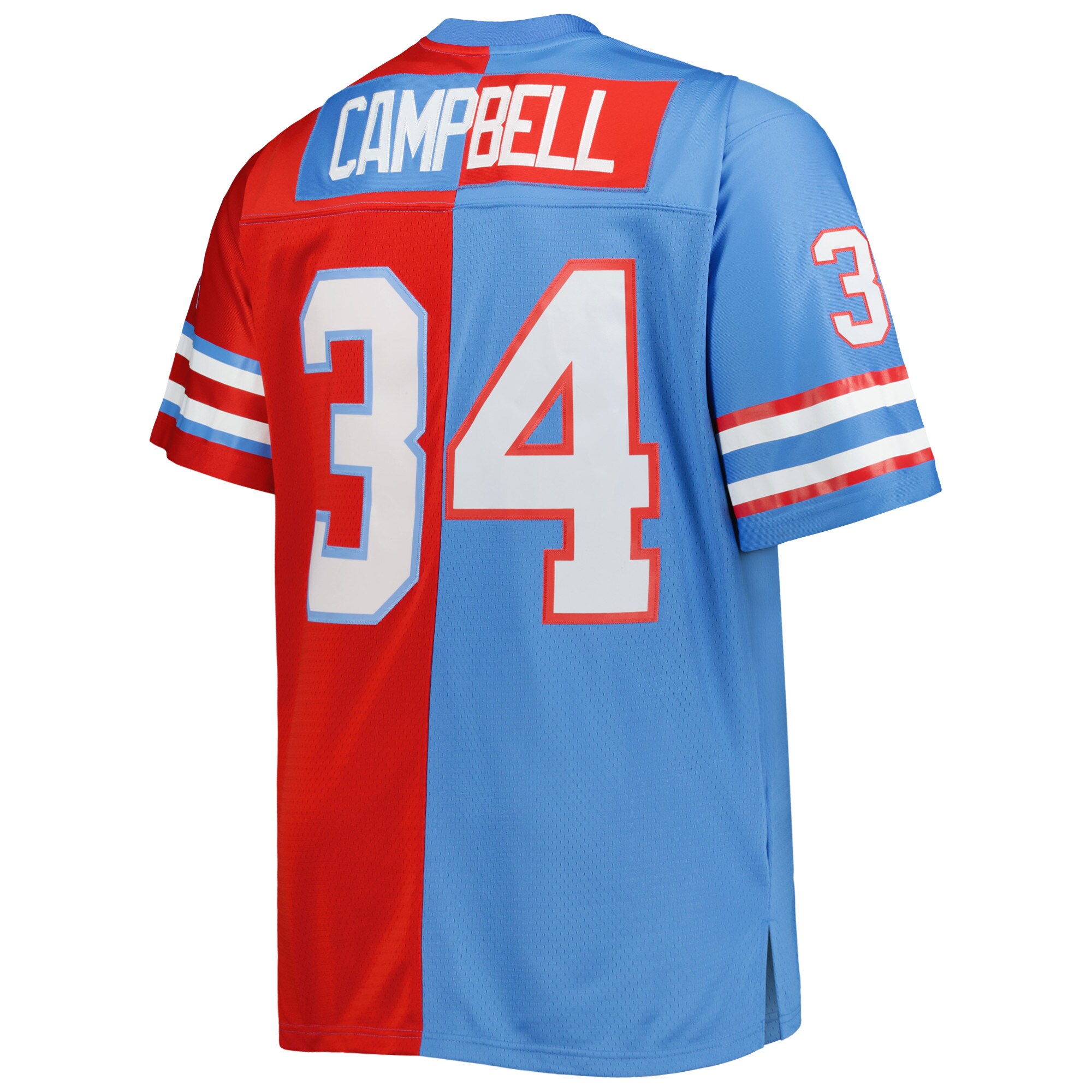 Houston Oilers Earl Campbell Mitchell Ness Light Blue/Red Big Tall Gridiron Classics Split Legacy Retired Player NFL Jersey Men's
