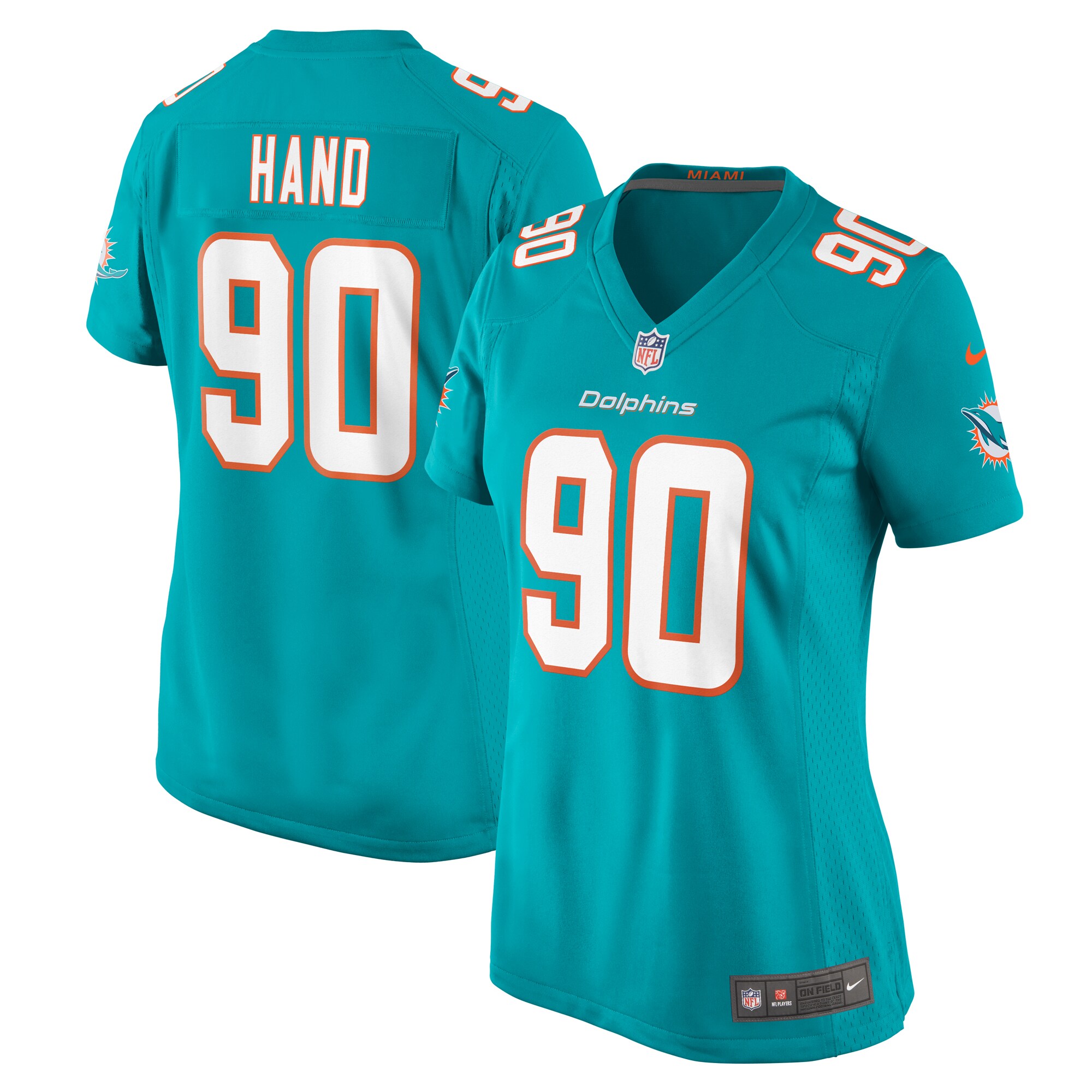 Miami Dolphins Da'Shawn Hand Aqua Game NFL Jersey Women's