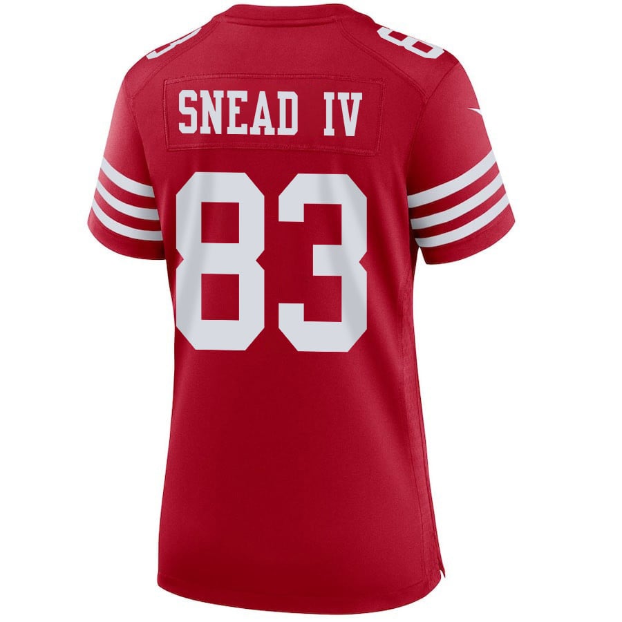 Willie Snead IV 83 San Francisco 49ers Super Bowl LVIII Patch Game Scarlet NFL Jersey Women's