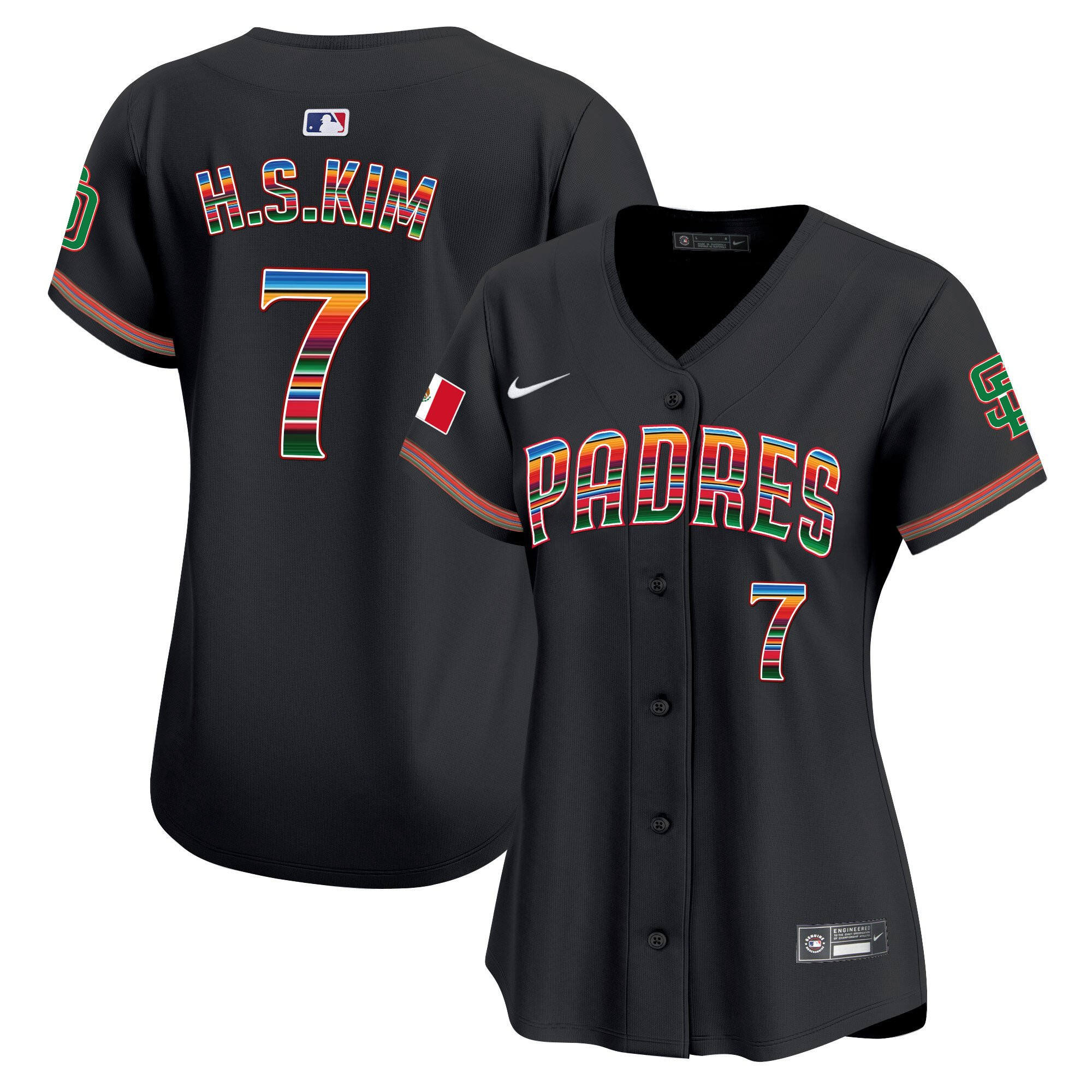 Ha-Seong Kim 7 San Diego Padres Mexico Black MLB Jersey Women's
