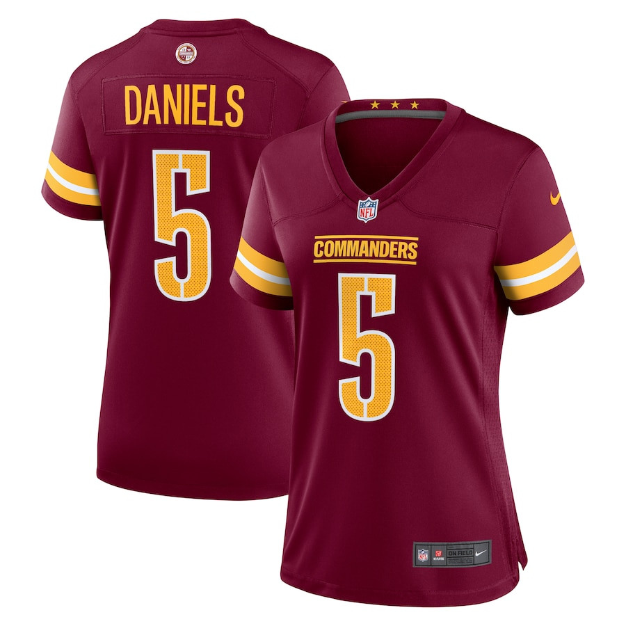 Jayden Daniels 5 Washington Commanders Player Game Burgundy NFL Jersey Women's