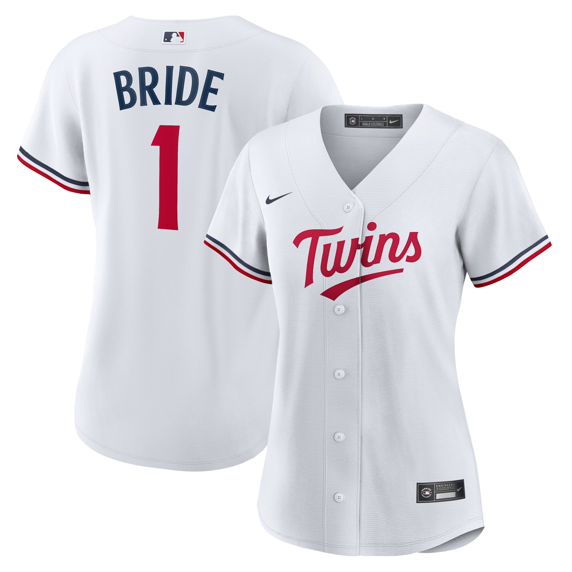 Minnesota Twins White #1 Bride Home MLB Jersey Women's