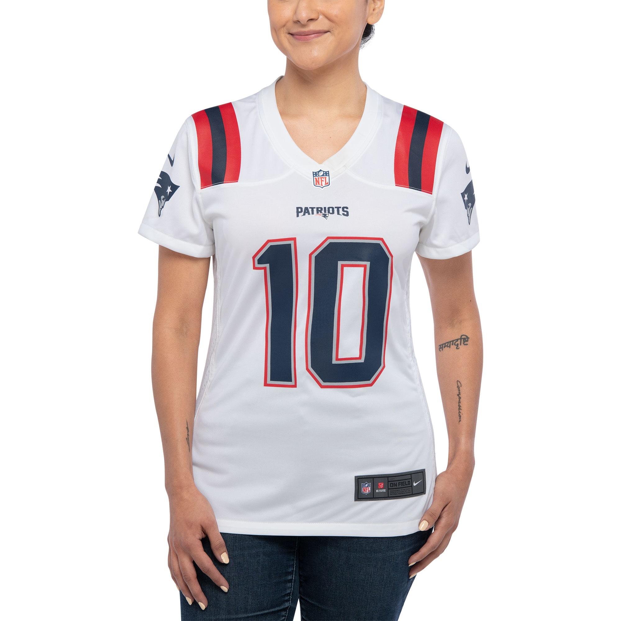 New England Patriots Mac Jones White Player NFL Jersey Women's